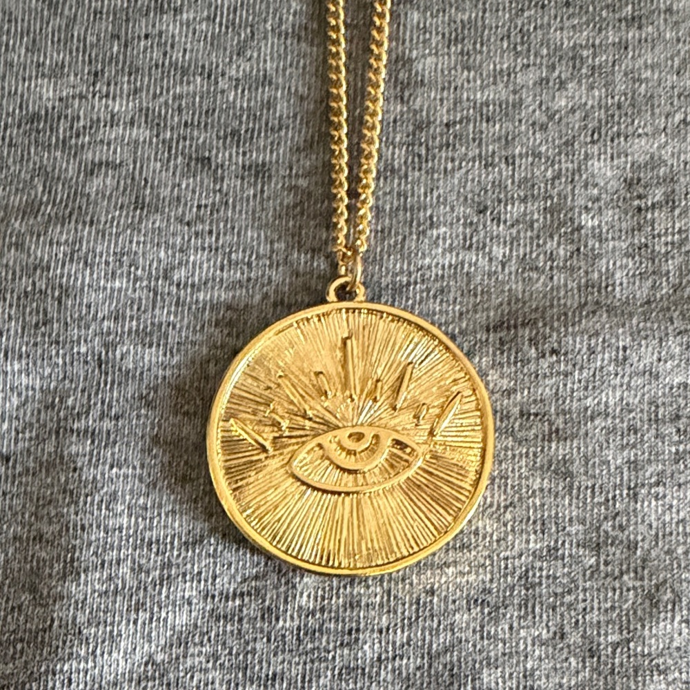 Mayamar Gold Plated Eye Pendant Necklace